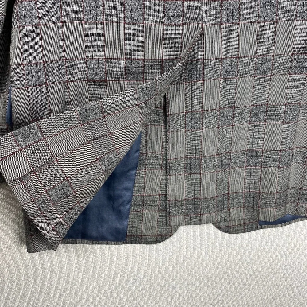 Vtg Bespoke 2 Piece Suit Mens 36R Gray Windowpane Plaid Dandy Heritage Ivy